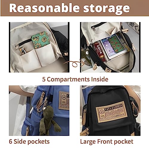 Kawaii Backpack With Accessories Vintage Backpack Anti-thief Casual Backpack With Cute Frog For Teenagers3