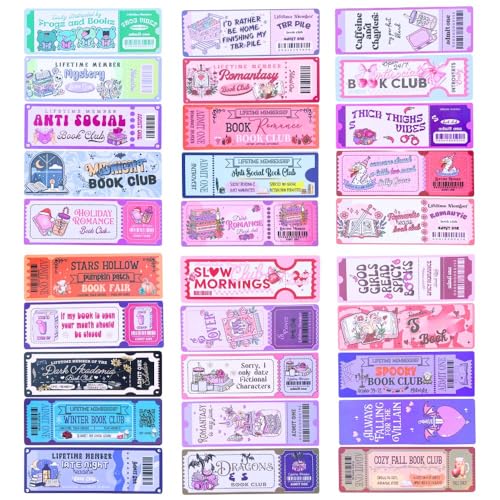 Book Club Bookmarks 30PC Bulk Set - Cute & Cool Bookmarks for Women Fun Markers for Reading Stylish Accessories Funny & Girly Bookish Items Perfect for Teachers Book Lovers and Readers
