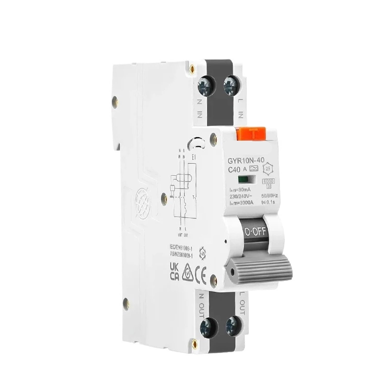 OSHZIKJII 18mm 230V 1P+N 6KA Breaker(Type A,16A 30mA)