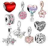 Juego de 10 dijes de plata para pulseras y collares Pandora, joyería de moda con circonita cúbica, surtido de colgantes de plata para hacer joyas y manualidades (estilo B)