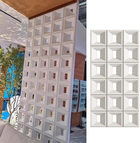 PU Hollow Bricks Wall Panels - 3D DIY Room Dividers for Bedroom, Dining Room & Hotel Decor - Decorative Hollow Art Background for Stylish Interiors