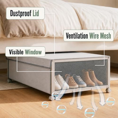 Image of Fokyfok 2Pack Under Bed Storage Containers,10 inch Height,31 inch Long