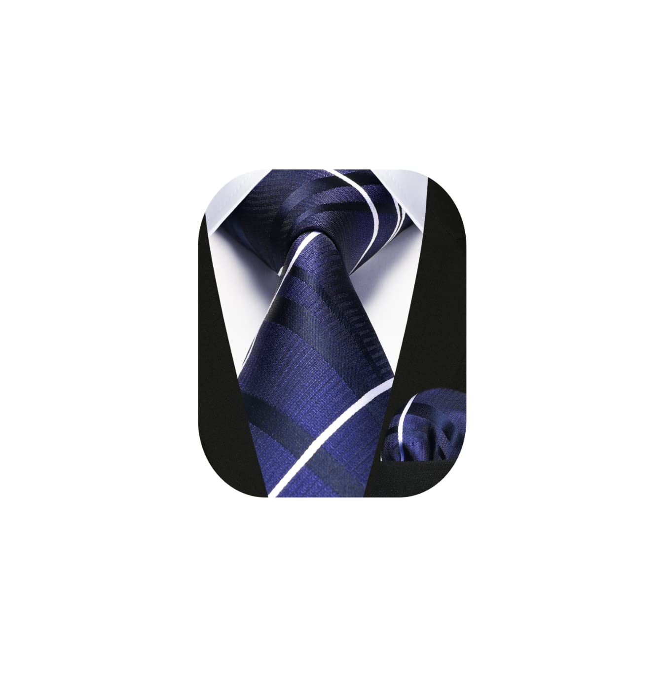 HISDERNMen's Wedding Tie and Handkerchief Houndstooth Check Plaid Tie Party Business Formal Necktie & Pocket Square Set…