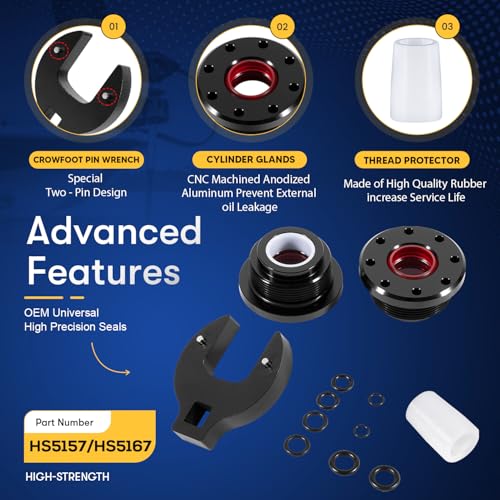 Image of HS5157 /HS5167 Seal Kit For SeaStar Hydraulic Steering Cylinder Seal Kit with Pin Wrench & O-Ring Kit Compatible with HC5340, HC5341, HC5342, HC5343, HC5344, and More