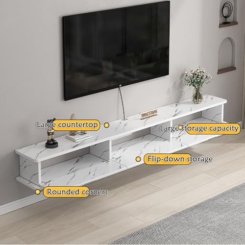 Meuble TV suspendu en bois moderne avec console multimédia