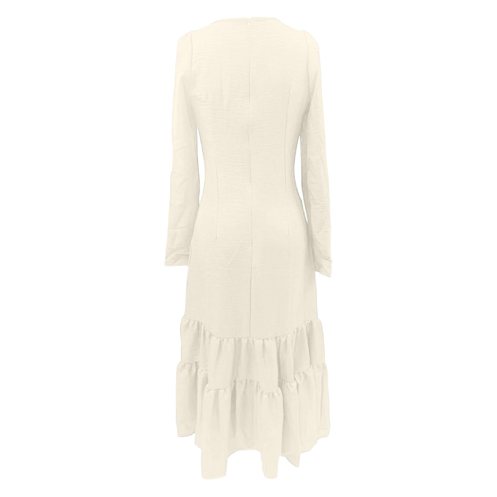 Robe ete Femme Robe maxi fluide de style western, décontractée, avec boutons sur le devant, manches longues et taille smockée, idéale quotidien, Dress pour Fête Vacances Plage Mariage Aniversaire