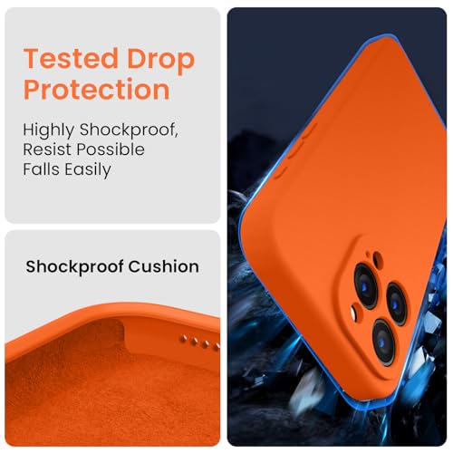 Image of FireNova Designed for iPhone 15 Pro Case, Silicone Upgraded [Camera Protection] Phone Case, Soft Anti-Scratch Microfiber Lining Inside, 6.1 inch, Neon Orange