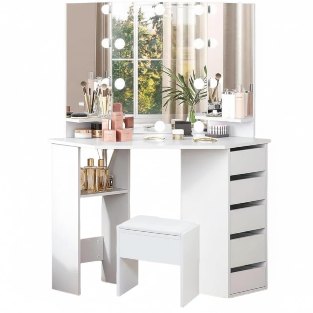 Amazon｜Homesailing ドレッサー 三面鏡 化粧台 女優ミラー付き