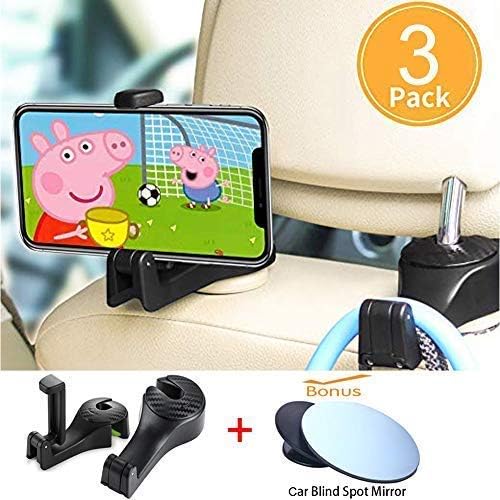 Starlife Car Hooks with Phone Holders, Vehicle Back Seat Headrest Storage Organizer Hanger for Groceries, Purses, Handbags, Schoolbags, Toys and More (Car Hooks, Color B) (Car Hooks, Color B)
