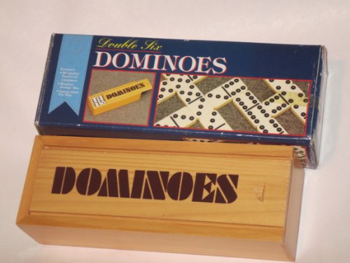 Double Six Dominoes en caja de madera miniatura 1