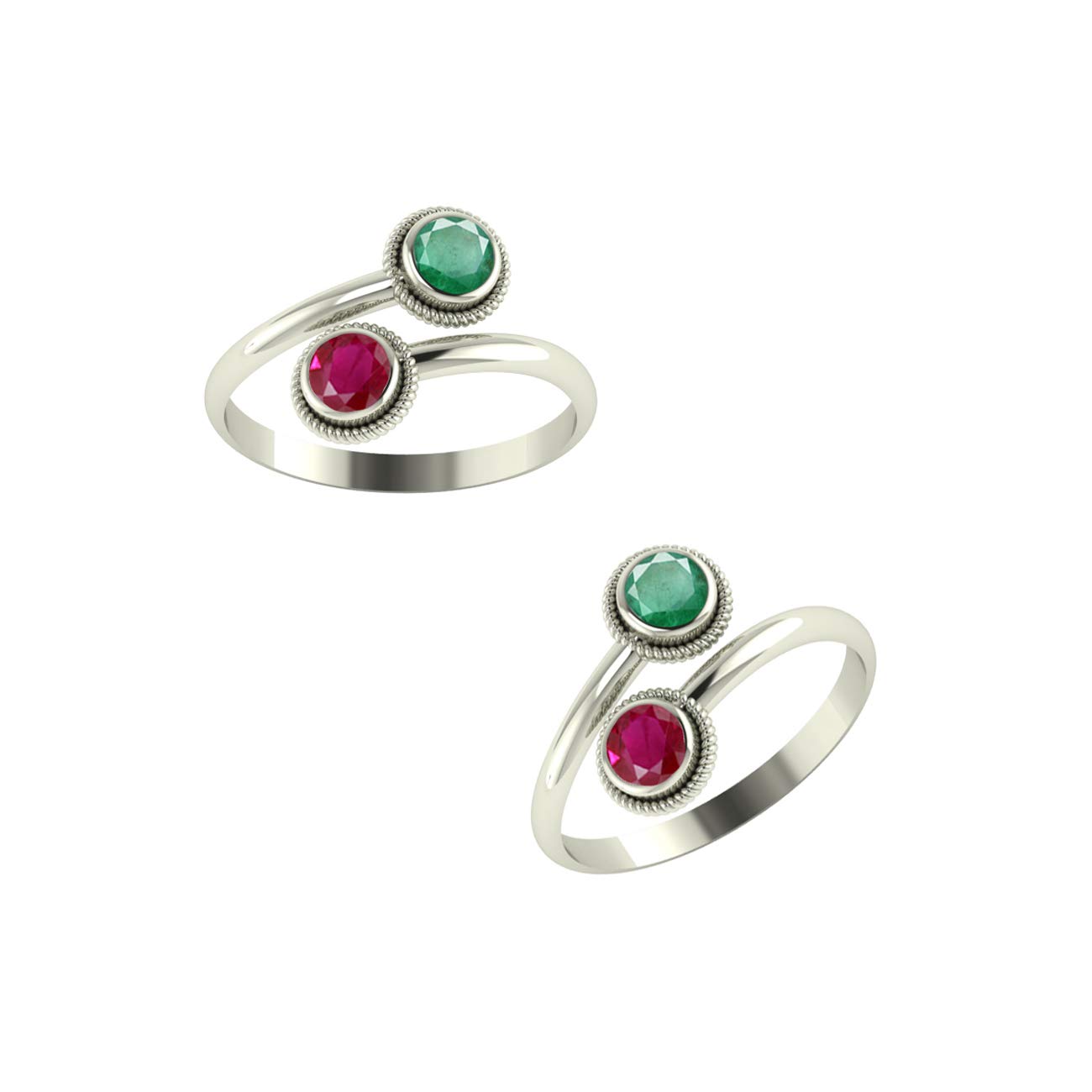 Peenzone 92.5-925 Sterling Silver Emerald Ruby Toe Ring Leg Finger Rings for Women Girls - DESIGN-image-33