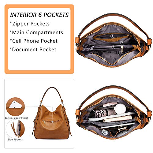 Image of Realer Hobo Crossbody Bags for Women Designer Faux Leather Hobo Handbags Retro Large Size Shoulder Bag Bucket Purse