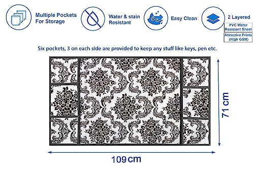 Image of Stylista Refridgerator top Cover Suitable for Samsung RR21C2H25CR /HL, 189 Liter Fridge, Dimension (WXD) 71x109 CM, Damask Pattern offwhite