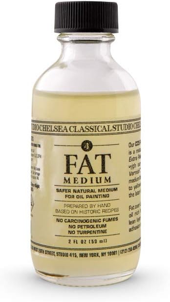 Medium Clarified Lavender Fat Medium - For Fat Painting Techniques Increasing Adhesion, Making Paint Fatter, Drying Time, and Gloss - [ 2 oz. Bottle]
