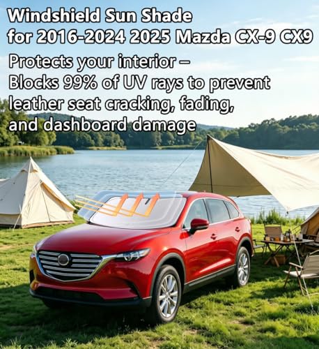 Windshield Sun Shade for 2016-2026 Mazda CX-9 CX9, 4-Layer 240T Foldable UV Block Car Accessory to Cool Interior by LEIMINMAOYI - Used condition - Image 2