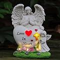 Zermurd Angel Garden Statue Solar Hearted Fairy Garden Decor Yard Decoration with Warm White Light, Outdoor Figurine for Patio Lawn, Ideal Gift for Spring, Birthday, Housewarming and Mother Day
