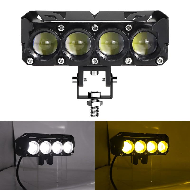 Image of NIGHT LIFE 4 Lens Dual Color LED Fog Light Bar with White & Yellow Modes, 12V Waterproof Aluminium Alloy Body, IP67, High Brightness Long Range Spotlight for Cars & Bikes (Pack Of 1)