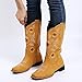 gloryinterest Cowboy Boots for Women Mid Calf Cowgirl Western Boots Sunflower Embroidery Stitched Square Toe Low Heel Black Brown Yellow US6-10.5, yellow, 41
