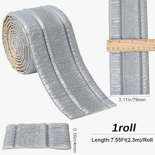 Image of GORGECFAFT 2.3mx79mm 3D Wall Edging Foam Flexible Wallpaper Border Silver Gray Crown Molding Peel and Stick Mirror Edging Frame Lines Wall Base Ceiling Baseboard for Home Furniture DIY Decor