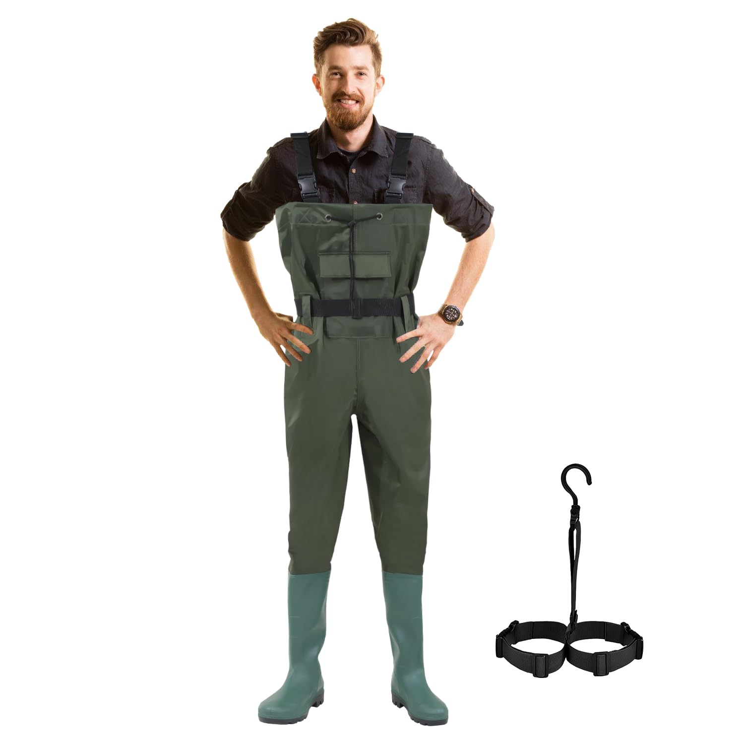 Wathos Herren und Damen Wasserdichte Anglerhosen aus 70D Nylon PVC und Neopren für Angeln, Bauernhöfe und Bauarbeiten