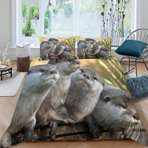Parure de lit loutre en microfibre durable et douce imprimée 3D