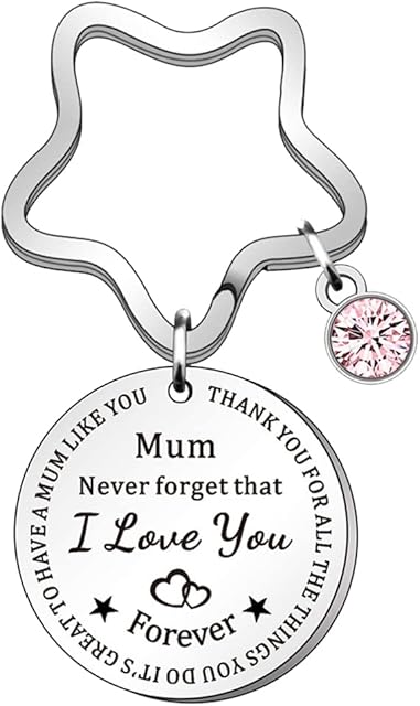 Keyring Gifts for Mum, Mothers Day Presents from Daughter Son, Personalised Birthday Present for Mummy, Thanksgiving Christmas Easter Gift for Mother - Mum, Never Forget I Love You Forever