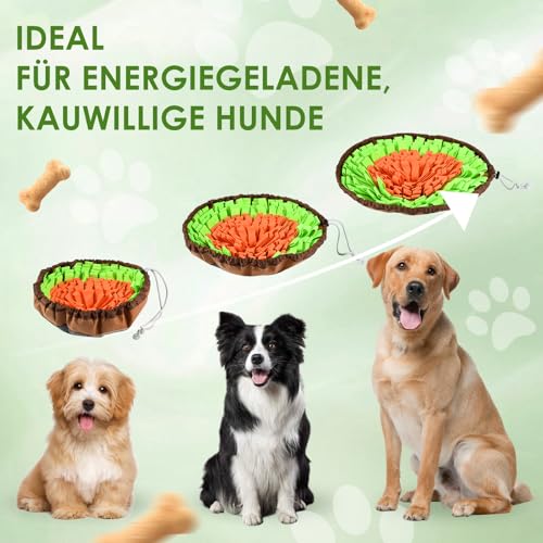 Gaethra Schnüffelteppich für Hunde, Snuffle Mat for Dog, Langlebig Schnüffeldecke, Größenverstellbar, Waschbar, für Intelligenz und Dufttraining, langsames Fressen und Stressabbau (Grüner + Orange)