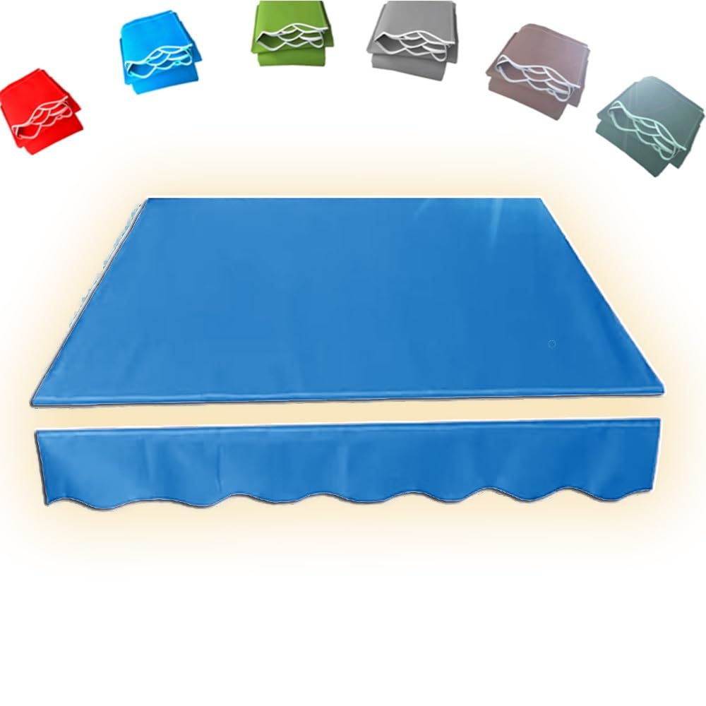 Tessuto di ricambio per baldacchino retrattile impermeabile per balcone e terrazza, blu reale, 6 m x 2,5 m, copertura parasole resistente, perfetta per uso esterno
