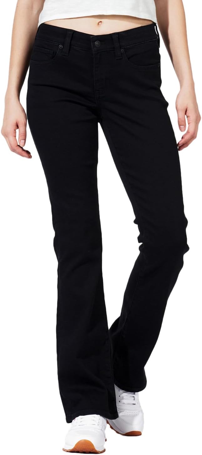 Women Black Low Rise Kick Boot Jeans