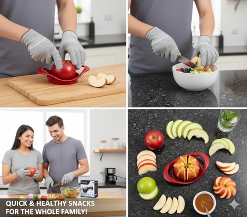 Image of ADD2CART Apple Slicer Cutter with 8 Blades, Red Plastic and Stainless Steel, 19 cm