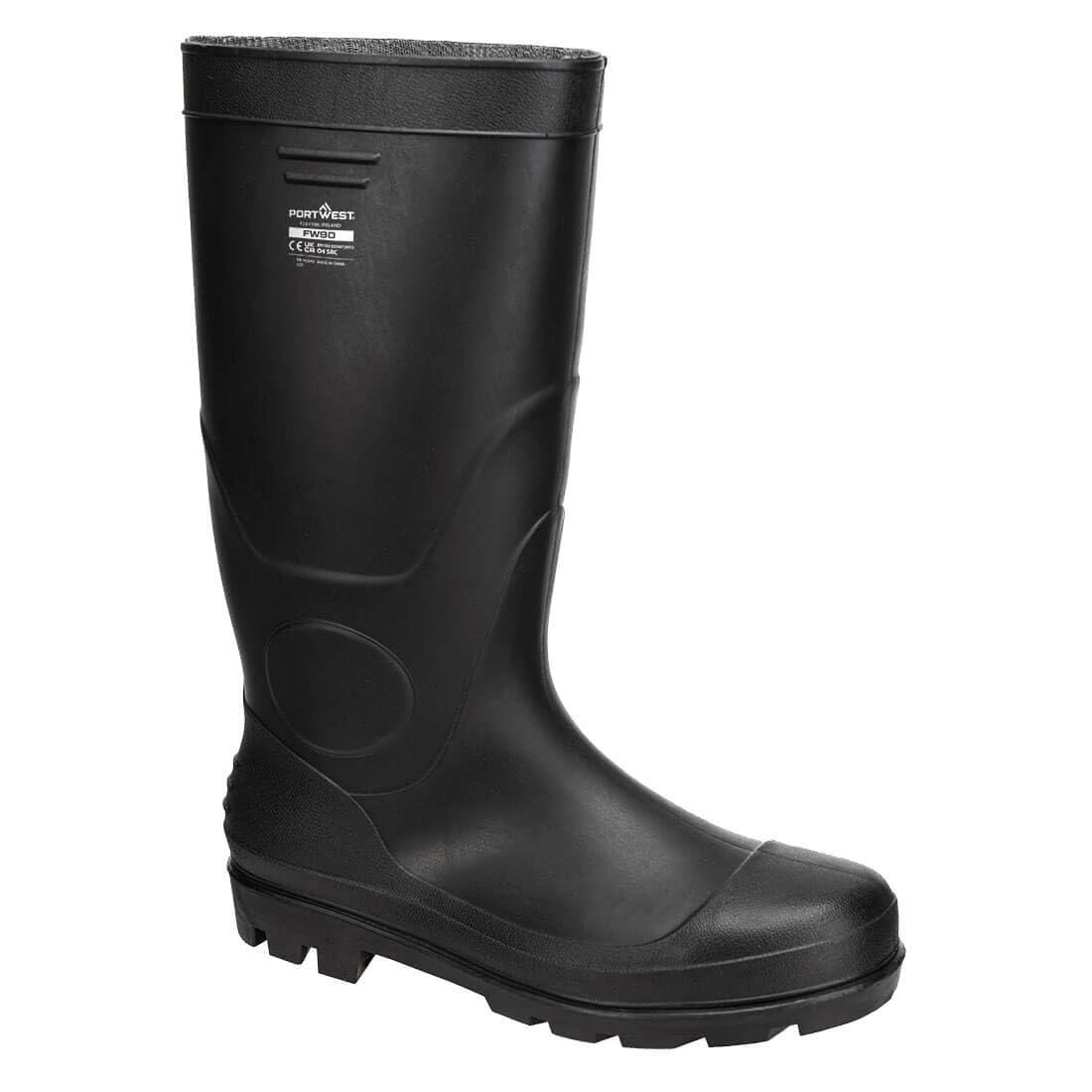 Portwest FW90 PVC Waterproof Mens Wellington Boots Adult Wellies Slip Resistant Protective Footwear, Black, 43