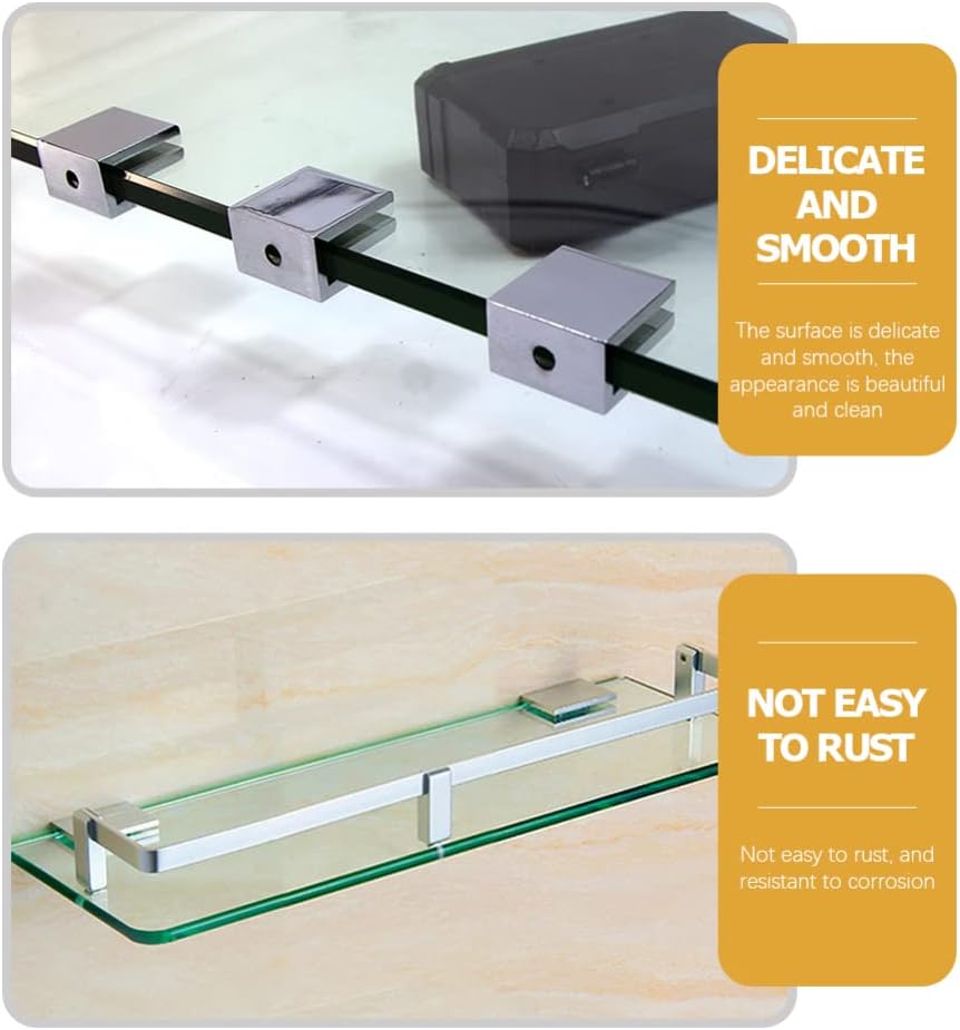 8pcs Adjustable Glass Support Clamp Bracket Square Glass Clip for Shelves and Doors Easy Installation Clips for Home Use Practical and Holders