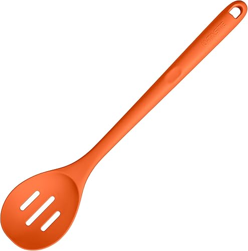Miniatura 10 de Cuchara ranurada resistente al calor de 600F U-Taste - Cuchara de cocina sólida de cocina de 13.3 pulgadas, utensilio de goma antiadherente de grado