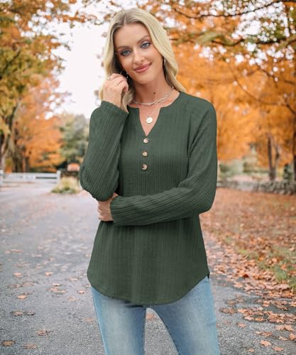 Womens Sweaters Fashion Long Sleeve Shirts V Neck Pullover Trendy Casual Loose Fit Sweatshirt3