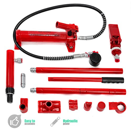 XtremepowerUS 4 Ton Porta Power Hydraulic Jack Body Frame Repair Kit Auto Shop Set w/Carrying Case