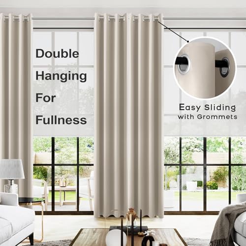 Image of Linen Grommet Curtains for Bedroom 52x96 inch Length