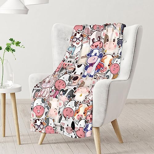 Cow Blanket Gifts - 50"x60" Cute Throw for Women, Girls - Colorful Soft Fuzzy Blankets for Bed, Couch & Living Room