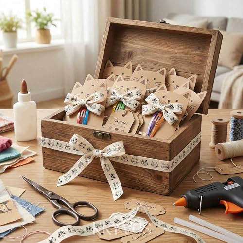 Cat Faces Cotton Ribbon 16mm x 11 Metres Natural Twill Tape Fabric Ribbon with Cat Faces for Pet Lover, Gift Wrapping, Sewing, DIY Crafts, Halloween Party, Birthday Parties Decorations - Image 5