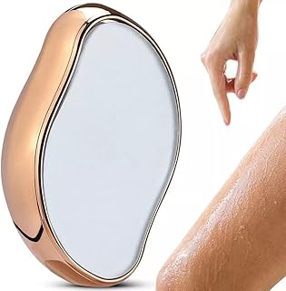 اداة ازالة شعر كريستالية 2 في 1 للتقشير وازالة الشعر بدون الم وبدون حلاقة، سحرية لبشرة ناعمة حريرية للرجال والنساء (ذهبي)