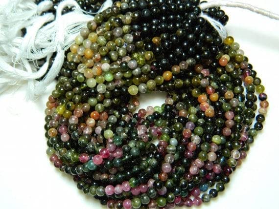 Tourmaline naturelle en fils de perles rondelles pour éviter les casses