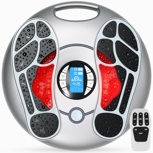 Funtyallife Foot Massager for Neuropathy, EMS TENS Foot Stimulator for Circulation and Pain Relief, TENS Unit Muscle Stimulator with 4 Electrode Pads, Fits Up to 11