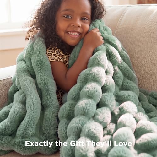 Image of Bedsure GentleSoft Fluffy Fuzzy Sage Green Throw Blanket, Soft Cozy Fleece Faux Fur Blanket for Couch, Fall Green Decor Coloring Bed Cover, Thick Warm Plush Women Men Birthday Gifts
