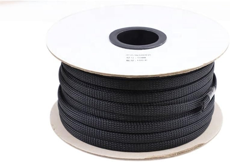 ケーブル収納カバー／4.6m／コード結束用フレキシブルチューブ／直径25-38mm／ポリエステル製コード目隠し用スリーブ／最適な長さに切断可能 ケーブルコンジット、ケーブル整頓、 10M巻き取りスリーブ、2-100mm黒ワイヤ保護スリーブ、データケーブル保護用難燃性ナイロンチ