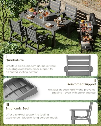 Image of GREENVINES Outdoor Dining Chairs Set of 2 | HDPE | Patio Chair | All-Weather | Grey