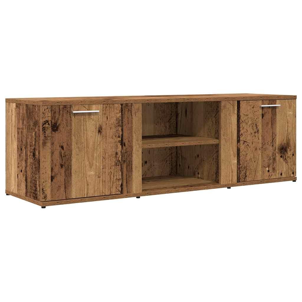 Mobile Porta TV in Legno Antico Multistrato 120x34x37 cm con 2 Scomparti e Ripiani, Ampio Spazio Archiviazione per Lettori DVD e Oggetti Decorativi, Design Pratico