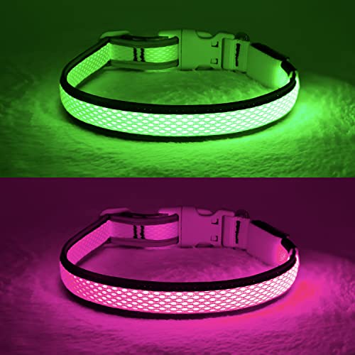 YFbrite Leuchtendes Hundehalsband, wiederaufladbares LED-Hundehalsbands, blinkendes verstellbares reflektierendes Hundehalsbands, Sicherheit leuchtet bei Nacht (Grün, S)