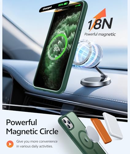 Image of FNTCASE for iPhone 11 Pro Case: [Compatible with Magsafe] Translucent Matte Magnetic Phone Cover - Military Grade Drop Protection Shockproof Protective for iPhone 11Pro 2019 Cases - Green