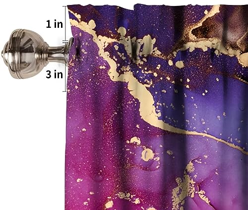Image of Purple Marble Window Valance Curtain, Natural Abstract Luxury Ink Texture Gold Veins Red Printing Window Valances Treatments for Kitchen Living Room Bedroom Home Cafe Decor 54'x18', 1 Panel