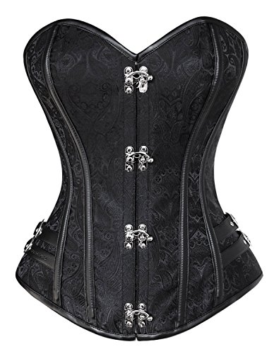 Gothicana ゴチカーナ ゴシック パング ベスト ビスチェ風 M 黒 Charmian Women's Spiral Steel Boned Steampunk Goth Halloween