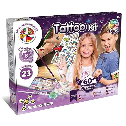 Science4you Fábrica de Tatuajes - Kit para Hacer Tatuajes para Niños y Niñas, 60 Tatuajes...